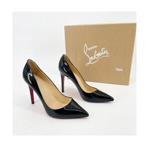 Christian Louboutin Pigalle Black Patent Leather Pointed Toe Heels Pumps EU 41